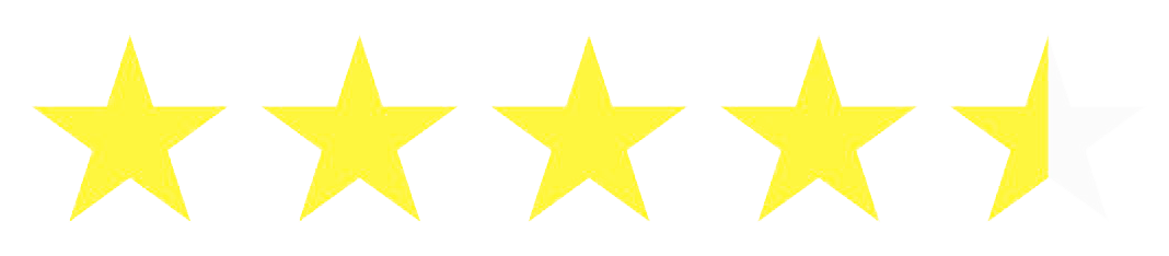 A rating image showing four and a half out of five yellow stars.