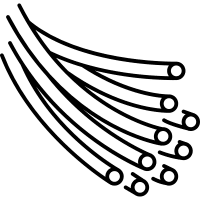 Black outlined illustration of several uncooked spaghetti noodles bundled together, shown from an angle that highlights their circular, hollow ends—evoking the look of lenses in security camera systems.