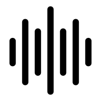 Black soundwave icon with vertical bars of varying heights on a light gray background, ideal for representing audio features in Security Camera Systems.